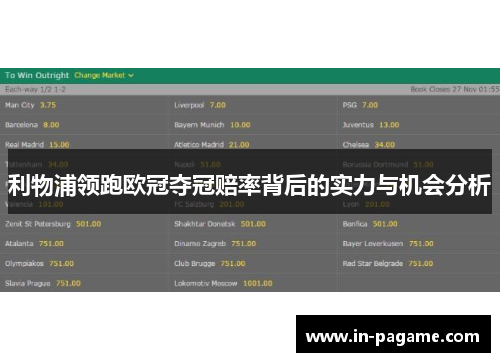 利物浦领跑欧冠夺冠赔率背后的实力与机会分析